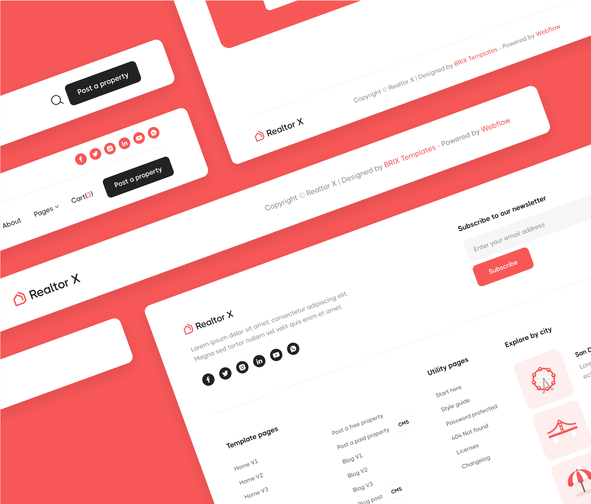 Invstor X - 3 Headers And Footers - Investment Firm Framer Template